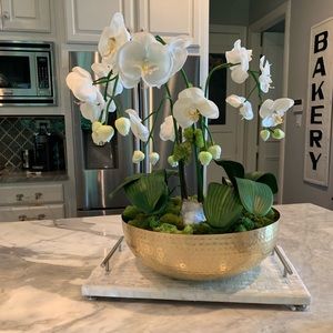 Three Stem Orchid & Crystal Bowl